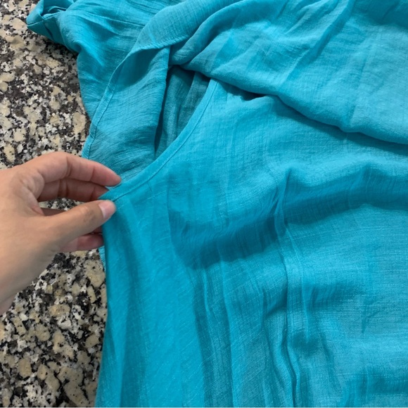 Umgee Top Layered Short Sleeve size XL Lightweight Teal Oversized Casual - Picture 8 of 13